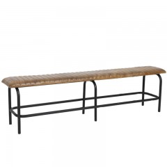 BENCH ANTIQUE BROWN LEATHER   - BENCHES